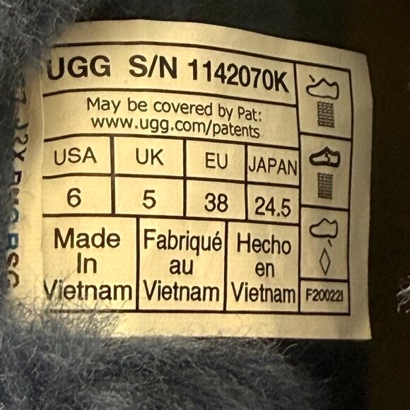 Youth US Size 6 - UGG Classic Mini II Velvet Fashion Winter Boots - Ocean Blue - Picture 8 of 8